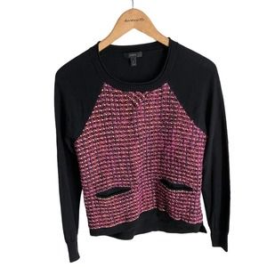 J. Crew Tweed Front Merino Wool Sweater